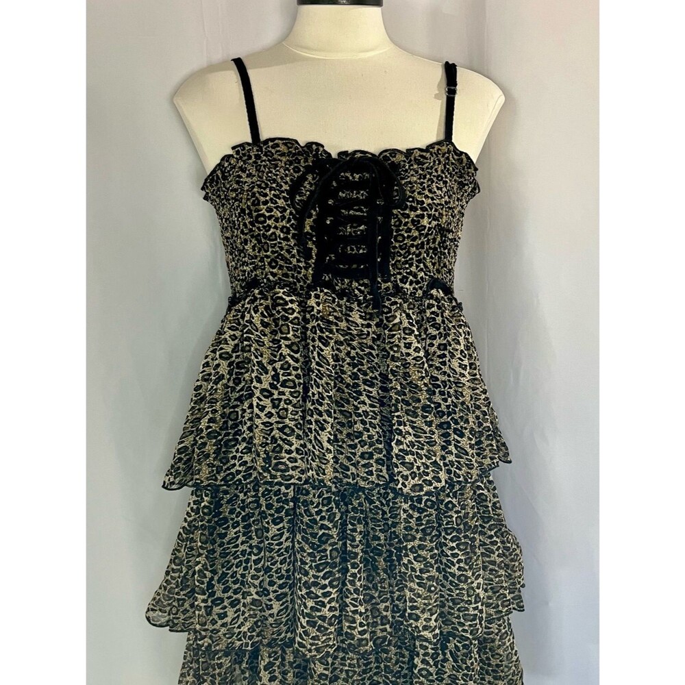 Rancho Estancia Prairie western Ranch Rodeo Cowgirl Tiered Mini Dress NWT Large
